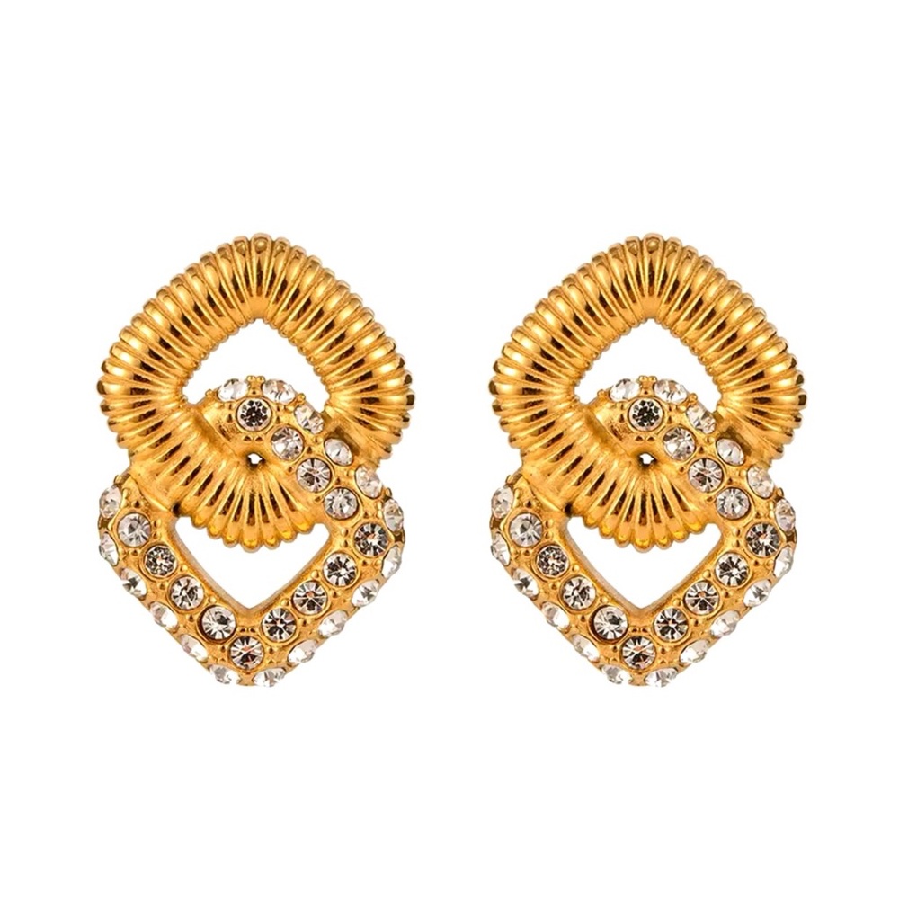 Chrystal Vienna Links 18k Gold Plated Stainless Steel Earrings